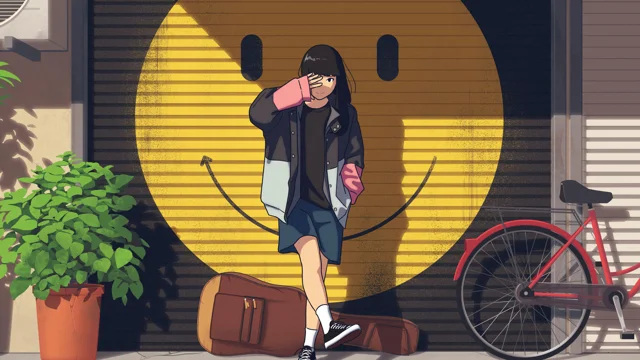 Anime girl art smiley 4k wallpaper uhdpaper.com 422@0@h